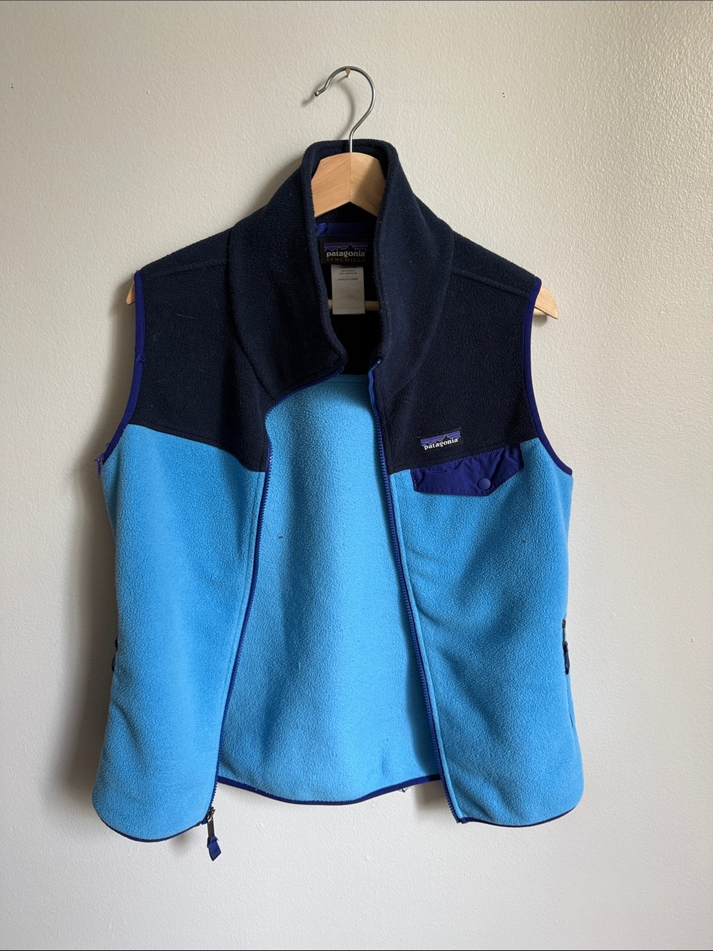 Patagonia Light Blue and Navy Fleece Vest